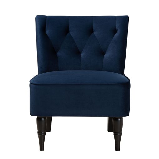 Baxton Studio Harmon Accent Chair, Navy Blue/Black - Image 2