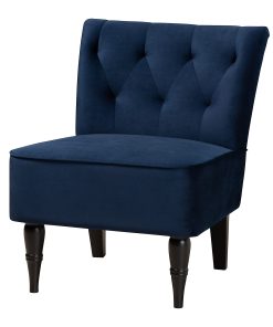 Baxton Studio Harmon Accent Chair, Navy Blue/Black