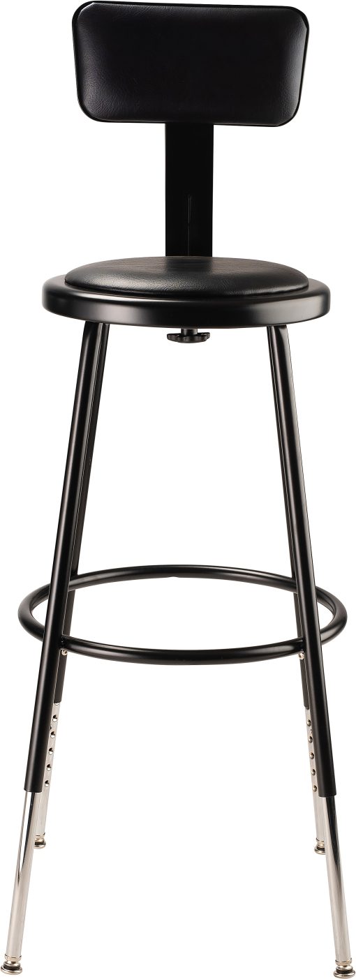 National Public Seating 6400 Adjustable-Height Task Stool, Black Seat/Black Frame, Quantity: 1 - Image 2