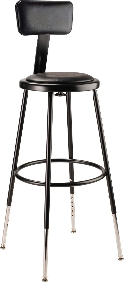 National Public Seating 6400 Adjustable-Height Task Stool, Black Seat/Black Frame, Quantity: 1
