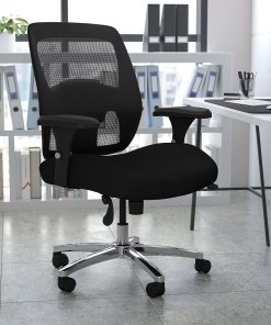 Flash Furniture HERCULES Series 24-7 Intensive Use Big & Tall Ergonomic Mesh Office Chair With Ratchet Back, Black/Gray