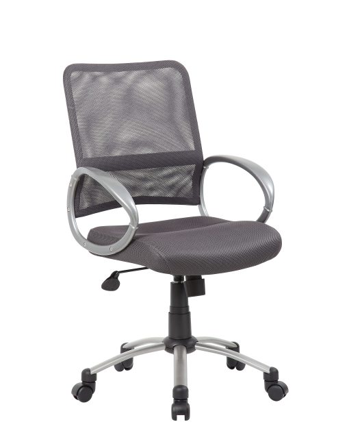 Boss Office Products Mesh Mid-Back Multipurpose Task Chair, Charcoal-Gray/Black-Pewter - Image 2