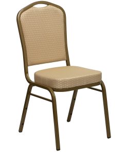 Flash Furniture HERCULES Series Crown Back Stacking Banquet Chair, Beige/Gold 2