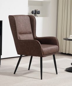 Glamour Home Benning Faux Leather Accent Chair, Brown/Black