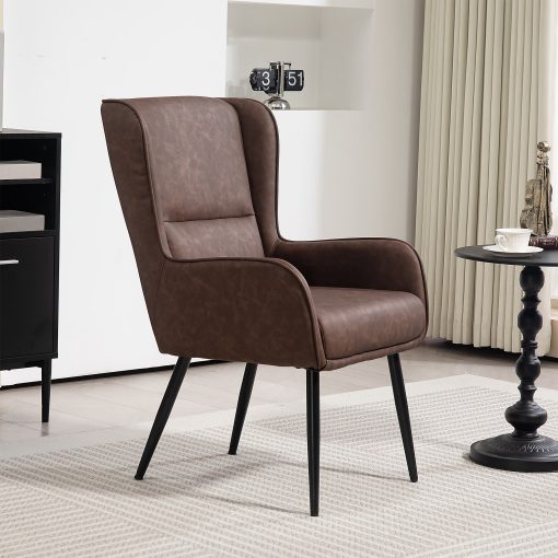 Glamour Home Benning Faux Leather Accent Chair, Brown/Black
