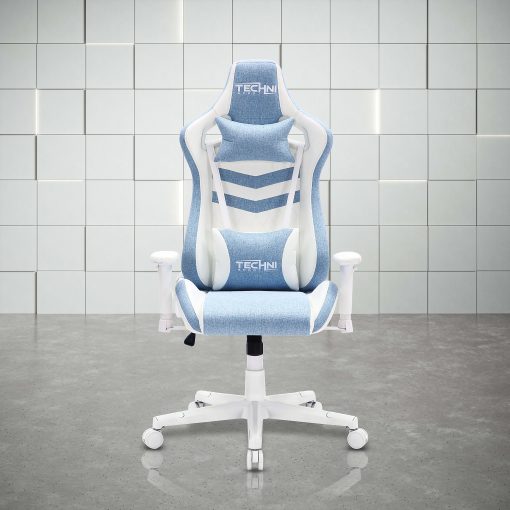 Techni Sport Pastel Series Ergonomic Faux Leather Computer Gaming Chair, Blue - Image 2