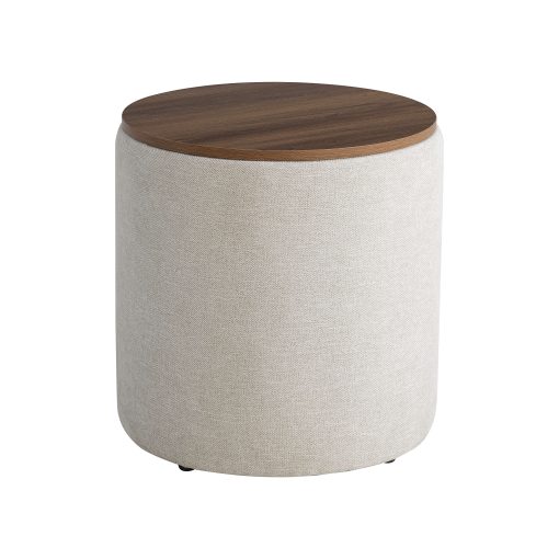 Lifestyle Solutions Akita Wood Storage Ottomans, 20”H x 20”W x 20”D, Linen, Set Of 2 Ottomans - Image 2