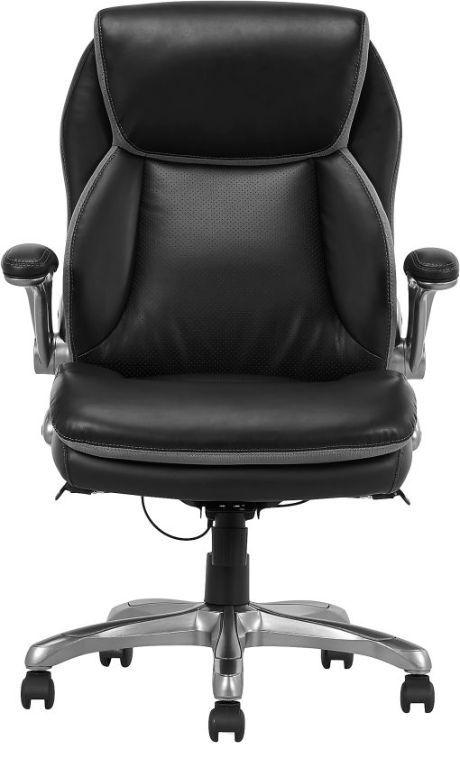 Serta® Smart Layers™ Brinkley Ergonomic Bonded Leather High-Back Executive Office Chair, Black/Silver - Image 2