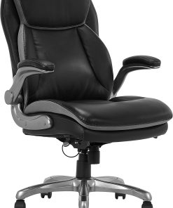 Serta® Smart Layers™ Brinkley Ergonomic Bonded Leather High-Back Executive Office Chair, Black/Silver