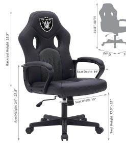 Imperial NFL Vision Faux Leather/Mesh High-Back Computer Gaming Chair, Las Vegas Raiders 2