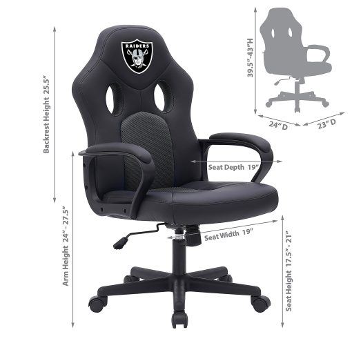 Imperial NFL Vision Faux Leather/Mesh High-Back Computer Gaming Chair, Las Vegas Raiders - Image 2