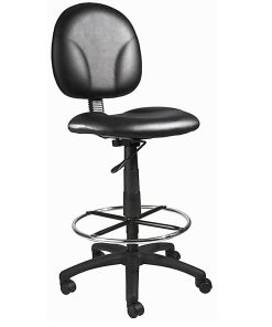 Boss Office Products Drafting Stool With Antimicrobial Protection, Footring, Black