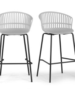 Glamour Home Basia Plastic Counter Height Stools With Back, Gray, Set Of 2 Stools 2