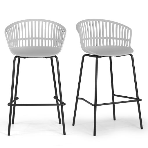 Glamour Home Basia Plastic Counter Height Stools With Back, Gray, Set Of 2 Stools - Image 2