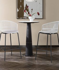 Glamour Home Basia Plastic Counter Height Stools With Back, Gray, Set Of 2 Stools