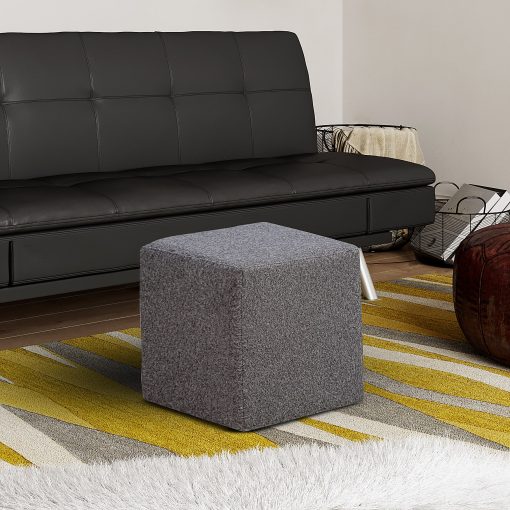 Lifestyle Solutions Brady Fabric Ottoman, 19”H x 18”W x 18”D, Gray - Image 2