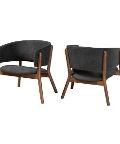 Baxton Studio Baron Living Room Accent Chairs, Dark Gray/Walnut, Set Of 2 Chairs