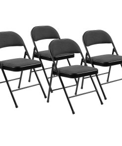 National Public Seating Commercialine 970 Series Fabric Upholstered Folding Chairs, Star Trail Black, Pack Of 4 Chairs