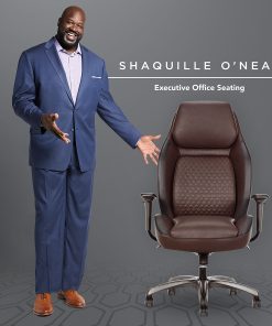 Shaquille O’Neal™ Zephyrus Ergonomic Bonded Leather High-Back Executive Office Chair, Walnut/Silver, BIFMA Compliant 2