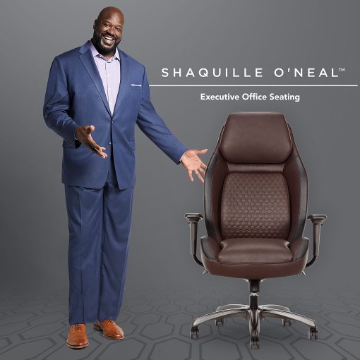 Shaquille O'Neal™ Zephyrus Ergonomic Bonded Leather High-Back Executive Office Chair, Walnut/Silver, BIFMA Compliant - Image 2