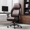 Shaquille O'Neal™ Zephyrus Ergonomic Bonded Leather High-Back Executive Office Chair, Walnut/Silver, BIFMA Compliant