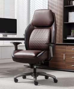 Shaquille O'Neal™ Zephyrus Ergonomic Bonded Leather High-Back Executive Office Chair, Walnut/Silver, BIFMA Compliant