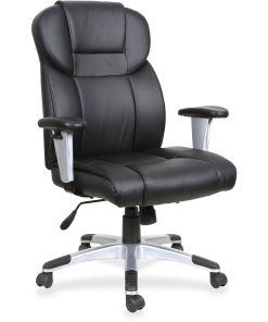Lorell® SOHO Ergonomic Bonded Leather High-Back Executive Chair, T Arms, Black 2