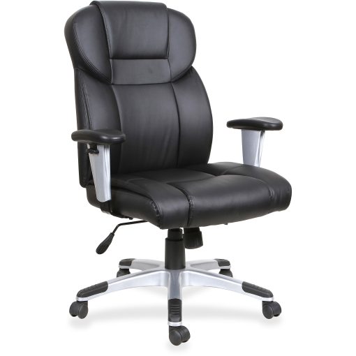 Lorell® SOHO Ergonomic Bonded Leather High-Back Executive Chair, T Arms, Black - Image 2