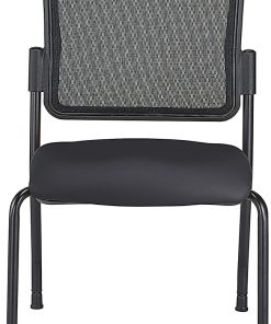 WorkPro® Spectrum Series Mesh/Vinyl Stacking Guest Chair with Antimicrobial Protection, Armless, Black, Set Of 2 Chairs, BIFMA Compliant