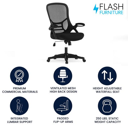 Flash Furniture Porter Ergonomic Mesh High-Back Office Chair, Black - Image 2