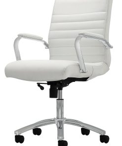 Realspace® Modern Comfort Winsley Bonded Leather Mid-Back Manager Office Chair, White/Silver, BIFMA Compliant 2