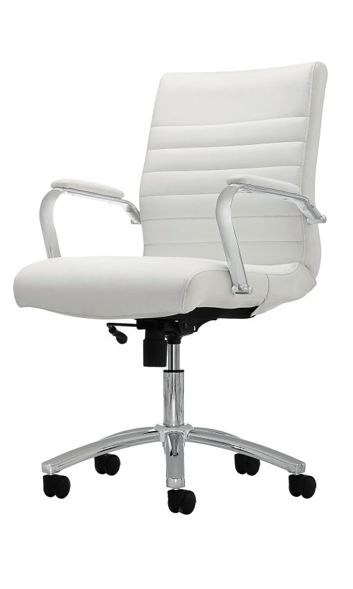 Realspace® Modern Comfort Winsley Bonded Leather Mid-Back Manager Office Chair, White/Silver, BIFMA Compliant - Image 2