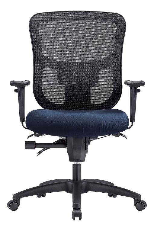 WorkPro® 9500XL Series Big & Tall Ergonomic Mesh/Premium Fabric Mid-Back Chair, Black/Navy, BIFMA Compliant - Image 2