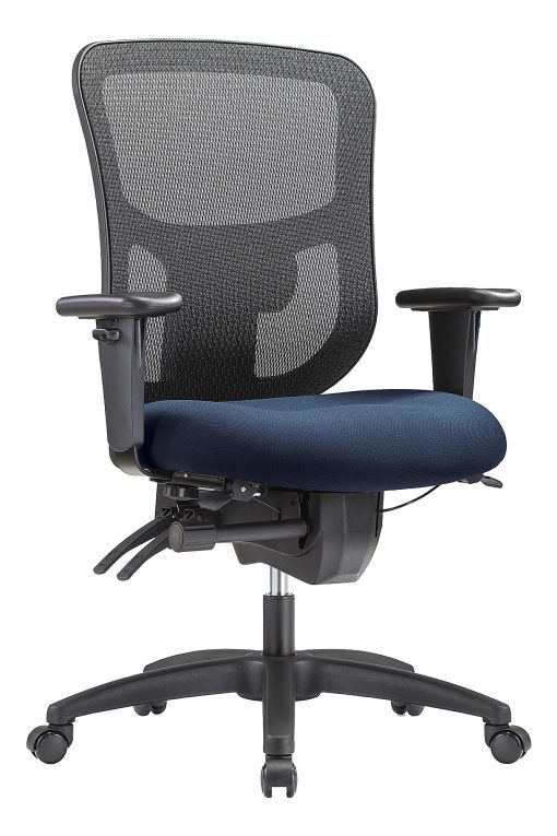 WorkPro® 9500XL Series Big & Tall Ergonomic Mesh/Premium Fabric Mid-Back Chair, Black/Navy, BIFMA Compliant