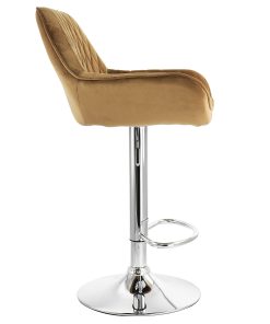 Elama Adjustable Velvet Bar Stools, Camel/Chrome, Set Of 2 Stools 2