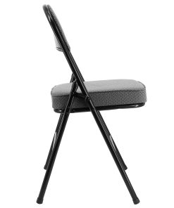 Elama Metal Folding Chairs With Padded Seats, Gray/Black, Set Of 4 Chairs 2
