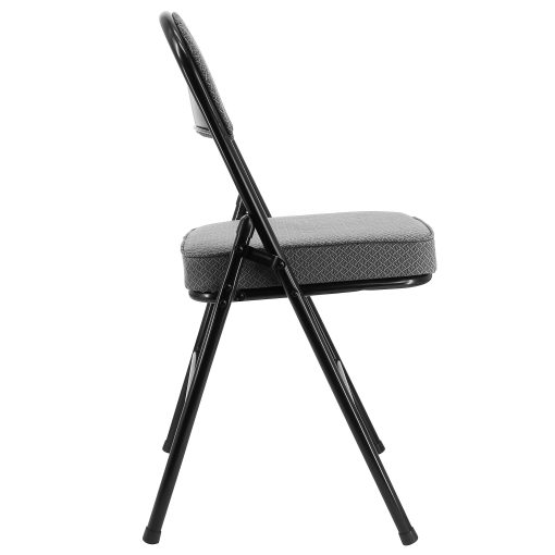 Elama Metal Folding Chairs With Padded Seats, Gray/Black, Set Of 4 Chairs - Image 2