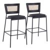 LumiSource Rattan Tania Contemporary Bar Stools, Black, Set Of 2 Stools