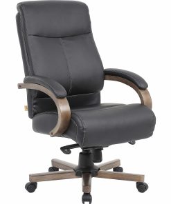 Lorell® Bonded Leather High-Back Executive Chair, Leather Back/Seat, Brown