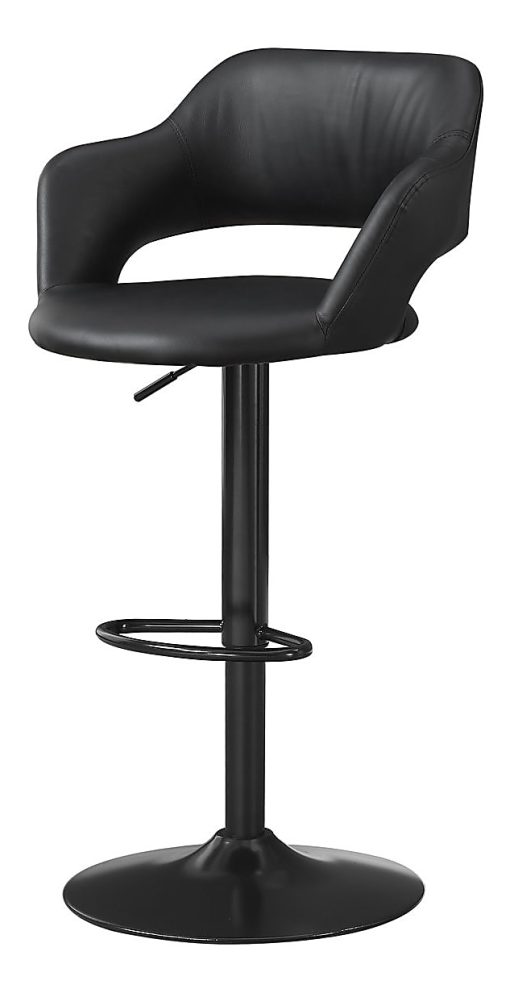 Monarch Specialties Hydraulic-Lift Bar Stool, Bonded Leather, Black - Image 2
