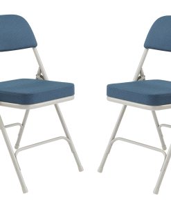 National Public Seating 3200 Series Deluxe Upholstered Folding Chairs, Regal Blue, Set Of 2 Chairs