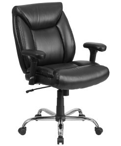 Flash Furniture Hercules Big & Tall Ergonomic LeatherSoft™ Faux Leather Mid-Back Swivel Task Chair With Adjustable Arms, Black 2