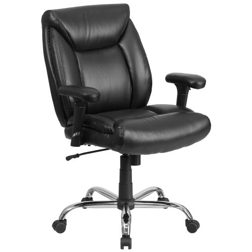 Flash Furniture Hercules Big & Tall Ergonomic LeatherSoft™ Faux Leather Mid-Back Swivel Task Chair With Adjustable Arms, Black - Image 2