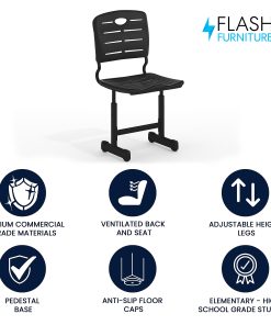 Flash Furniture Adjustable Pedestal Frame Student Chair, Black 2