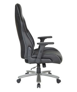 Office Star™ Big And Tall Ergonomic Bonded Leather High-Back Gaming Chair, Gray/Black 2