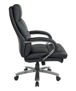 Office Star™ Big And Tall Ergonomic Bonded Leather High-Back Executive Chair, Black 2
