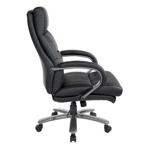 Office Star™ Big And Tall Ergonomic Bonded Leather High-Back Executive Chair, Black - Image 2