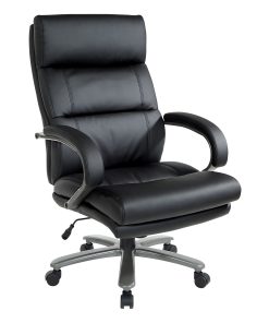 Office Star™ Big And Tall Ergonomic Bonded Leather High-Back Executive Chair, Black