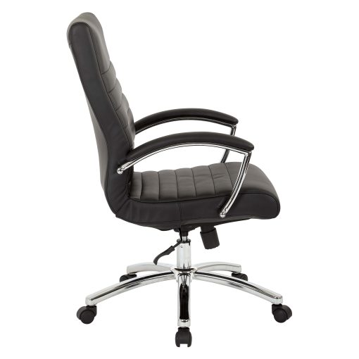 Office Star™ WorkSmart Ergonomic Faux Leather Mid-Back Executive Chair, Black - Image 2