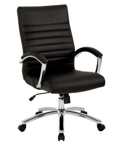Office Star™ WorkSmart Ergonomic Faux Leather Mid-Back Executive Chair, Black